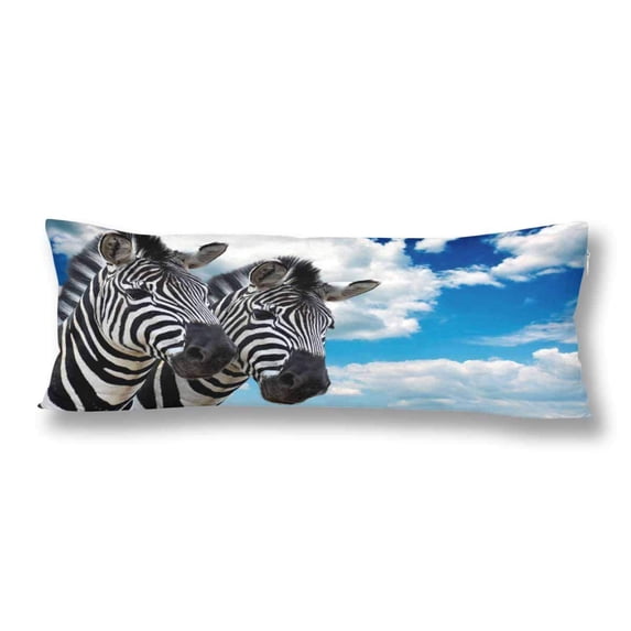 ABPHOTO Wild Zebra Pair Pillow Covers Pillowcase 20x60 inch Blue Sky White Clouds Body Pillow Case Protector