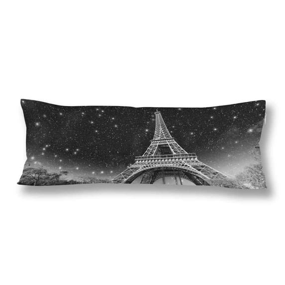 ABPHOTO Wonderful Night View Eiffel Tower Paris Stars Meadows Body Pillow Covers Case Protector 20x60 inch