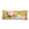 thumbnail image 1 of ABPHOTO Yellow Labrador Poppy Field Spring Flower Body Pillow Covers Case Protector 20x60 inch, 1 of 2