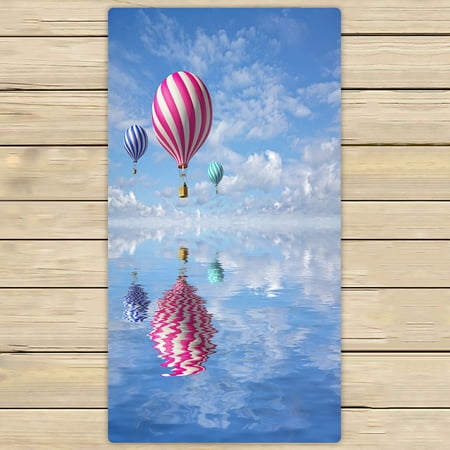 ABPHQTO 3D Balloons In The Blue Sky And Reflection In Water Towels Beach Bath Pool Sprot Travel Hand Spa Towel 30x56 Inch