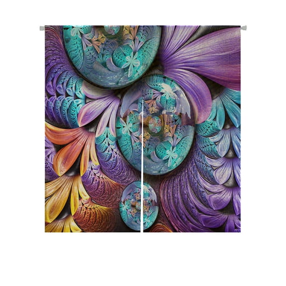 ABPHQTO 3D Rendering Combo Artwork With Fractal On Leather Japanese Noren Curtain Doorway Door Window Treatment Curtains Cotton Linen Curtain 85x90 cm