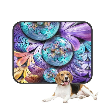 ABPHQTO 3D Rendering Combo Artwork With Fractal On Leather Pet Dog Cat Bed Pee Pads Mat Cushion Potty Dogs Blankets Crate Bed Kennel 14x18 inch