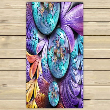 ABPHQTO 3D Rendering Combo Artwork With Fractal On Leather Towels,Beach Bath Pool Sprot Travel Hand Spa Towel 30x56 Inch