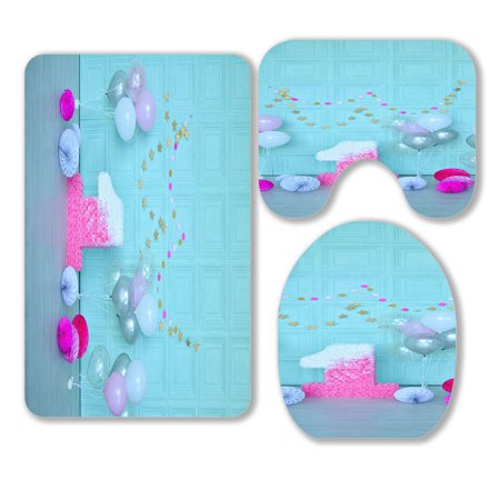 ABPHQTO A Lot Of Balloons Blue Color 3 Piece Bathroom Rugs Set Bath Rug Contour Mat and Toilet Lid Cover