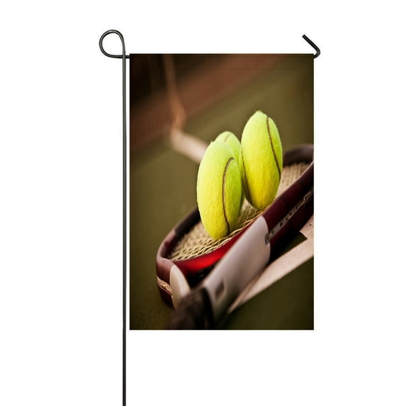 ABPHQTO A Shot Tennis Racquet Tennis Balls Tennis Court Home Outdoor Garden Flag House Banner Size 12x18 Inch
