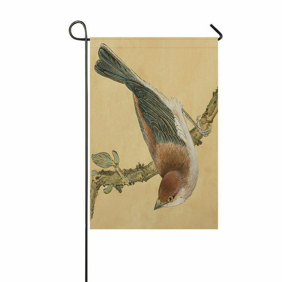 ABPHQTO A Small Bird On A Branch Draw A Small Bird Home Outdoor Garden Flag House Banner Size 12x18 Inch