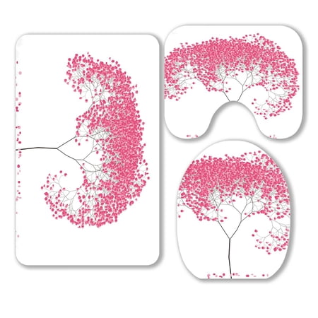 ABPHQTO Abstract Blossoming Cherry Tree 3 Piece Bathroom Rugs Set Bath Rug Contour Mat and Toilet Lid Cover