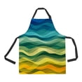thumbnail image 1 of ABPHQTO Abstract Design Creativity Yellow And Green Waves Apron Home Kitchen Apron with Pockets, 1 of 1