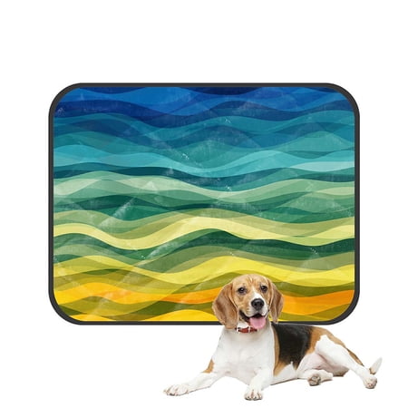 ABPHQTO Abstract Design Creativity Yellow And Green Waves Pet Dog Cat Bed Pee Pads Mat Cushion Potty Dogs Blankets Crate Bed Kennel 36x48 inch