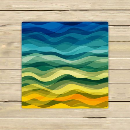 ABPHQTO Abstract Design Creativity Yellow And Green Waves Towels,Beach Bath Pool Sprot Travel Hand Spa Towel 13x13 Inch