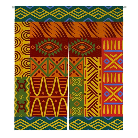 ABPHQTO Abstract Ethnic Patterns And Ornaments Japanese Noren Curtain Doorway Door Window Treatment Curtains Cotton Linen Curtain 105x120 cm