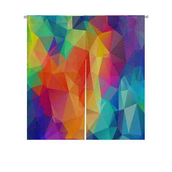 ABPHQTO Abstract Geometric Full Color Japanese Noren Curtain Doorway Door Window Treatment Curtains Cotton Linen Curtain 85x90 cm