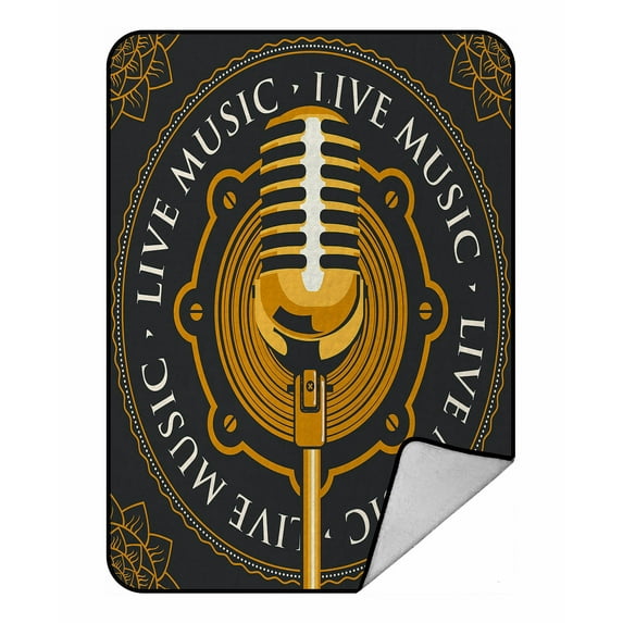 ABPHQTO Acoustic Loudspeaker Microphone The Words Live Music Fleece Blanket Fleece Back Throw Blanket 58x80 Inch