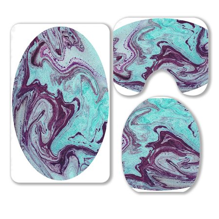 ABPHQTO Acrylic Painted Waves 3 Piece Bathroom Rugs Set Bath Rug Contour Mat and Toilet Lid Cover