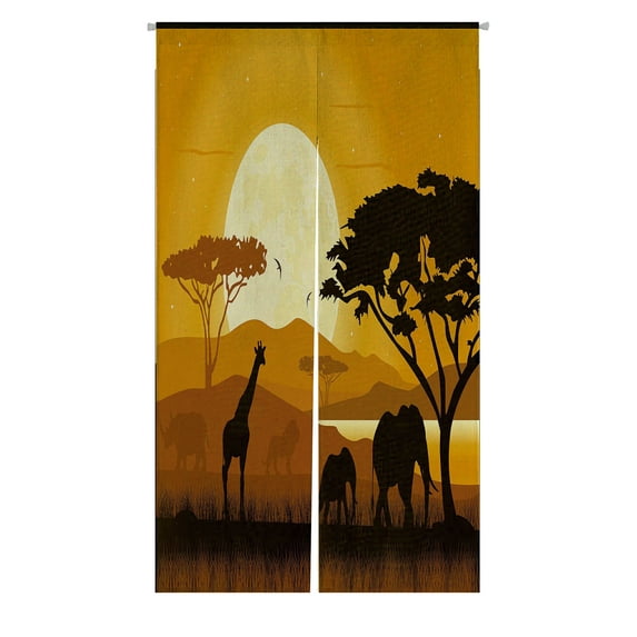 ABPHQTO African Savannah Japanese Noren Curtain Doorway Door Window Treatment Curtains Cotton Linen Curtain 85x120 cm