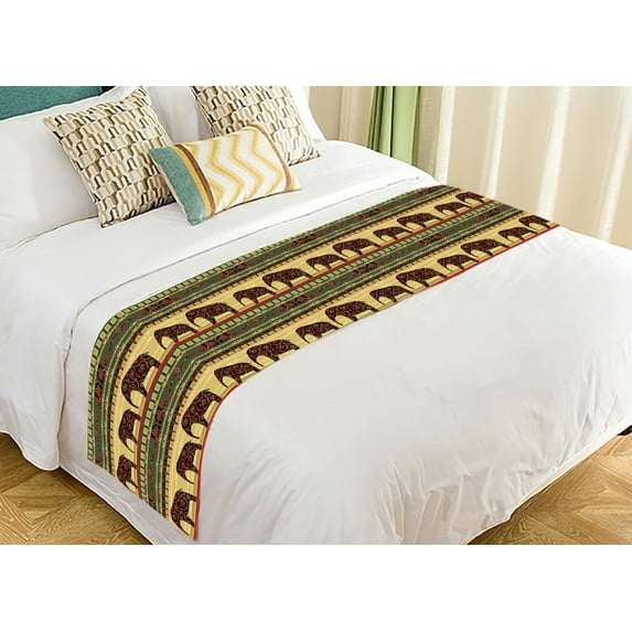 ABPHQTO African Style Elephant Bed Runner Bedding Scarf Bed Decoration 20x95 inch