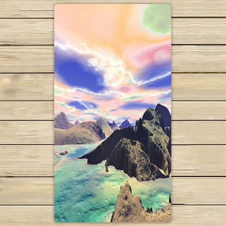 ABPHQTO Alien Planet Rocks Lake Towels,Beach Bath Pool Sprot Travel Hand Spa Towel 30x56 Inch