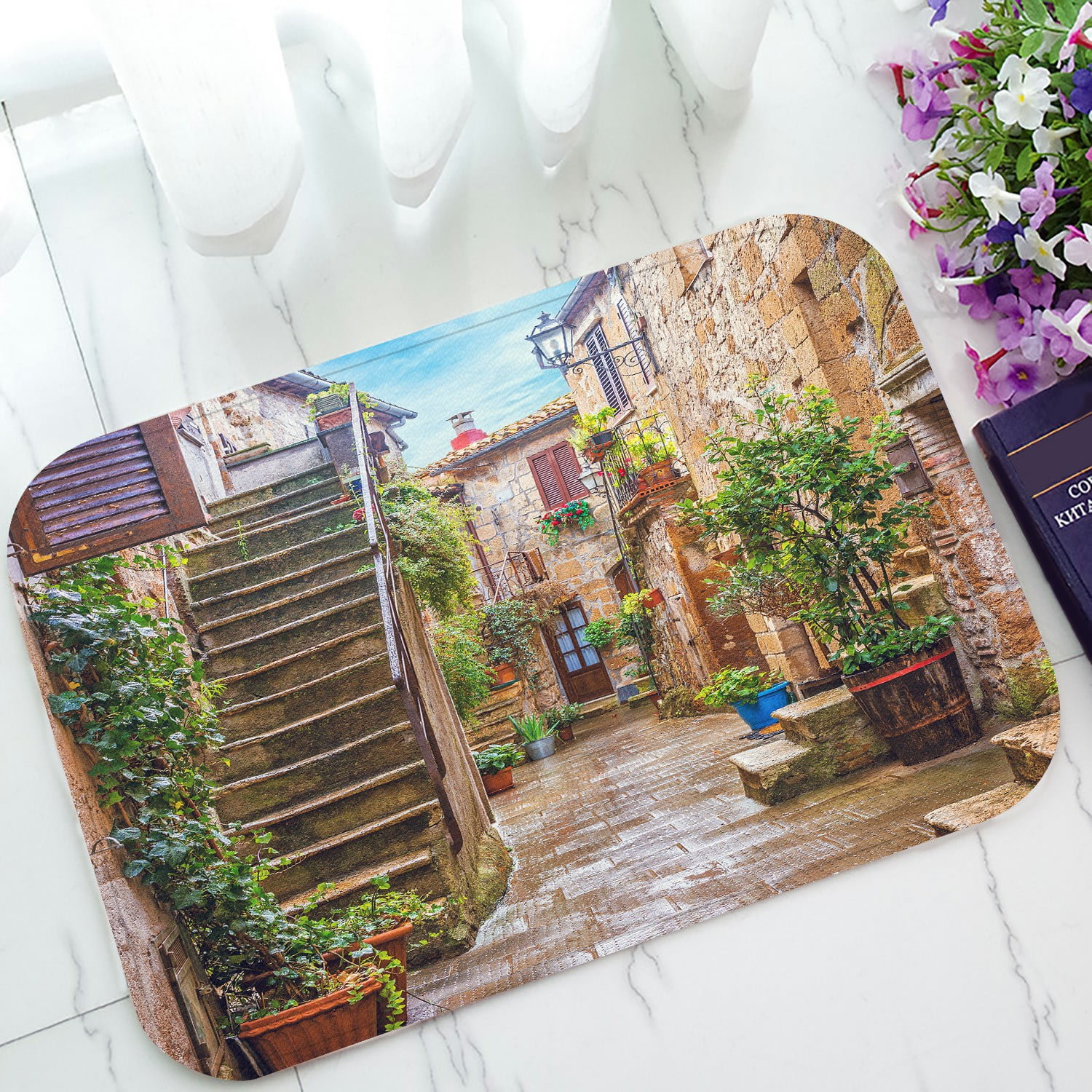 ABPHQTO Alley Italian Old Town Tuscany Italy Doormat Entrance Rug Area Rug Floor Mat Home Decor