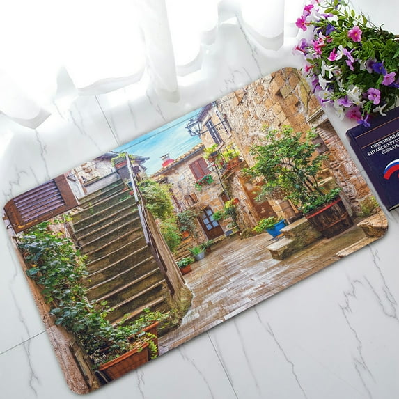 ABPHQTO Alley Italian Old Town Tuscany Italy Doormat Entrance Rug Area Rug Floor Mat Home Decor 30x18 Inch