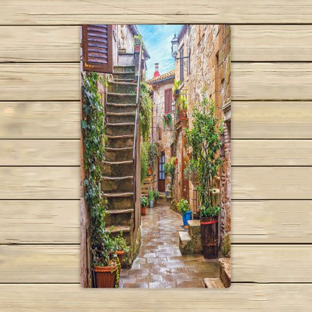 ABPHQTO Alley Italian Old Town Tuscany Italy Towels,Beach Bath Pool Sprot Travel Hand Spa Towel 16x28 Inch
