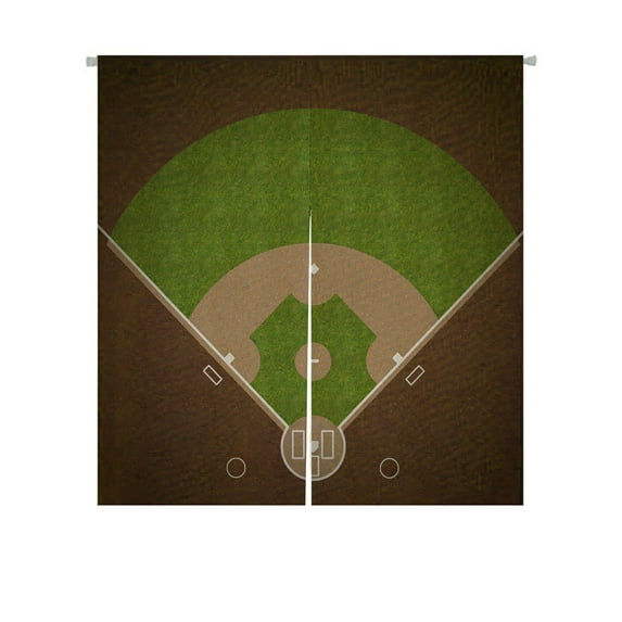 ABPHQTO American Baseball Field Grass Gravel Japanese Noren Curtain Doorway Door Window Treatment Curtains Cotton Linen Curtain 85x120 cm