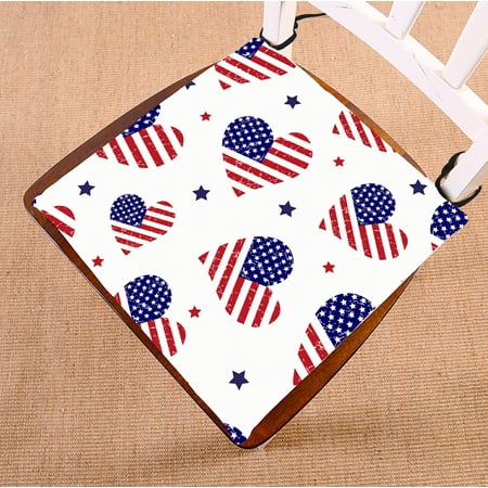 ABPHQTO American Flag Hearts Pattern Chair Pad Seat Cushion Chair Cushion Floor Cushion Two Sides Printing 16x16 Inch