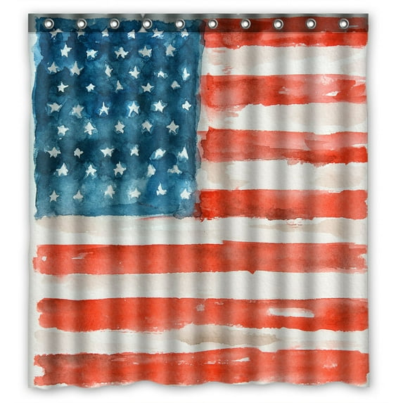 ABPHQTO American Flag Usa Flag National Holidays Patriotic Art Waterproof Polyester Shower Curtain and Hooks For Home Decor 66x72 Inch