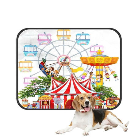 ABPHQTO Amusement Park Scene Many Rides Pet Dog Cat Bed Pee Pads Mat Cushion Potty Dogsblankets Crate Bed Kennel 28x36 inch