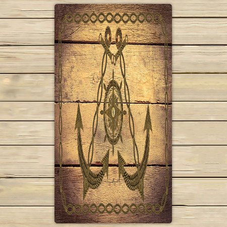 ABPHQTO Anchor Wheel On Wood Towels,Beach Bath Pool Sprot Travel Hand Spa Towel 30x56 Inch