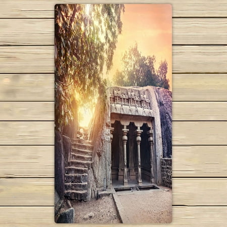 ABPHQTO Ancient Cave With Columns In Mamallapuram Towels,Beach Bath Pool Sprot Travel Hand Spa Towel 30x56 Inch