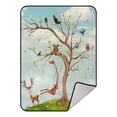thumbnail image 1 of ABPHQTO Animals And Tree Bunch Fleece Blanket Fleece Back Throw Blanket 58x80inch, 1 of 1
