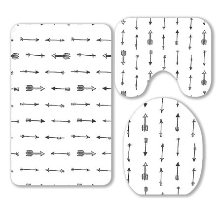 ABPHQTO Arrow Retro Etnic Doodle Tribal 3 Piece Bathroom Rugs Set Bath Rug Contour Mat and Toilet Lid Cover