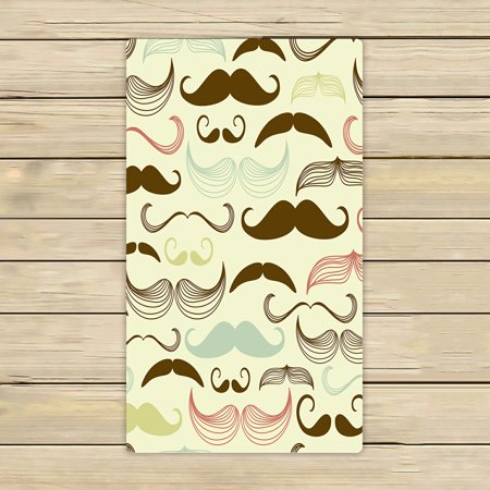 ABPHQTO Art Deco Mustache Pattern Retro Style Towels Beach Bath Pool Sprot Travel Hand Spa Towel 16x28 Inch
