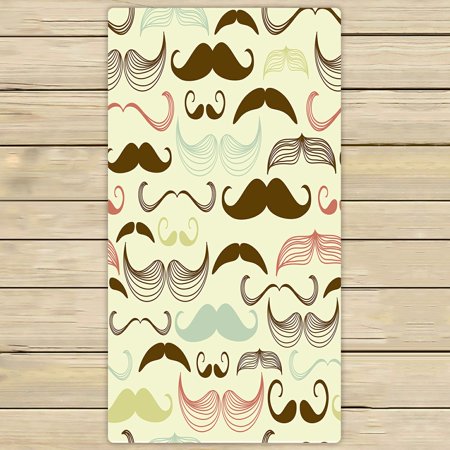 ABPHQTO Art Deco Mustache Pattern Retro Style Towels Beach Bath Pool Sprot Travel Hand Spa Towel 30x56 Inch