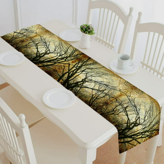 ABPHQTO Art Grunge Floral Table Runner Placemat Tablecloth For Home Decor 16x72 Inch