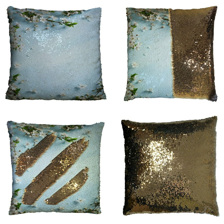 ABPHQTO Art Spring Floral Border White Blossom Reversible Mermaid
