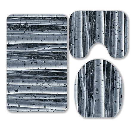 ABPHQTO Aspen Forest 3 Piece Bathroom Rugs Set Bath Rug Contour Mat and Toilet Lid Cover