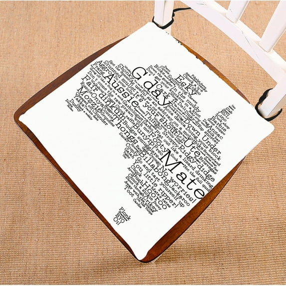 ABPHQTO Australia Map Australian Slang Words Chair Pad Seat Cushion Chair Cushion Floor Cushion Two Sides Printing 18x18 Inch