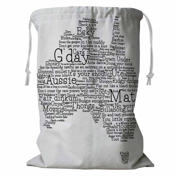 ABPHQTO Australia Map Australian Slang Words Storage Basket Laundry Bag with Drawstring 18x24 Inch