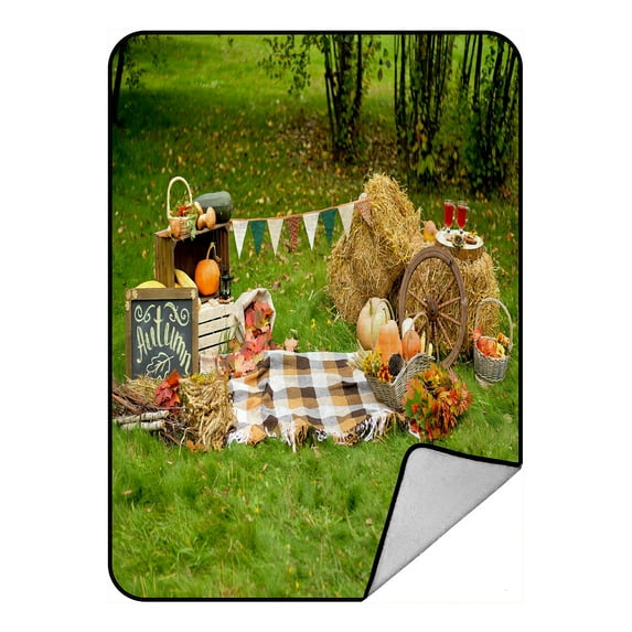 ABPHQTO Autumn Pumkin Grass Fleece Blanket Fleece Back Throw Blanket 58x80 Inch