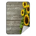 thumbnail image 1 of ABPHQTO Autumn Sunflowers Wooden Board Fleece Blanket Fleece Back Throw Blanket 58x80inch, 1 of 1
