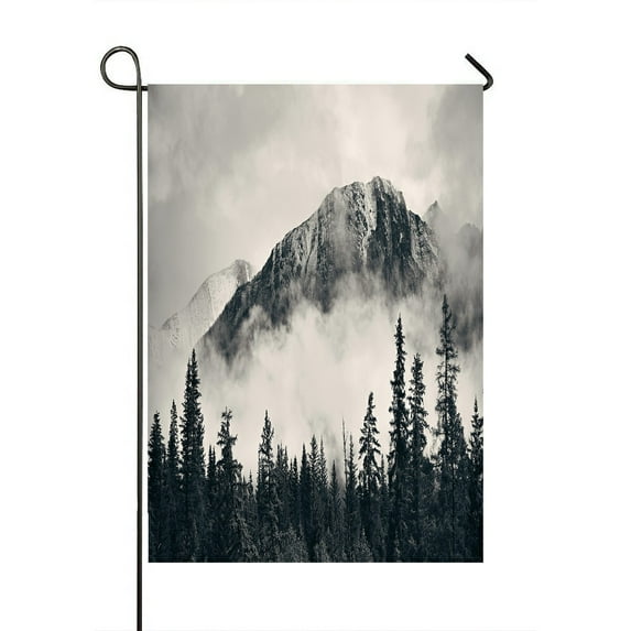 ABPHQTO Banff National Park Foggy Mountains Forest Canada Home Outdoor Garden Flag House Banner Size 28x40 Inch