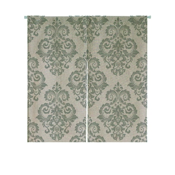 ABPHQTO Baroque Gray White Texture Floral Ornament Japanese Noren Curtain Doorway Door Window Treatment Curtains Cotton Linen Curtain 85x120 cm