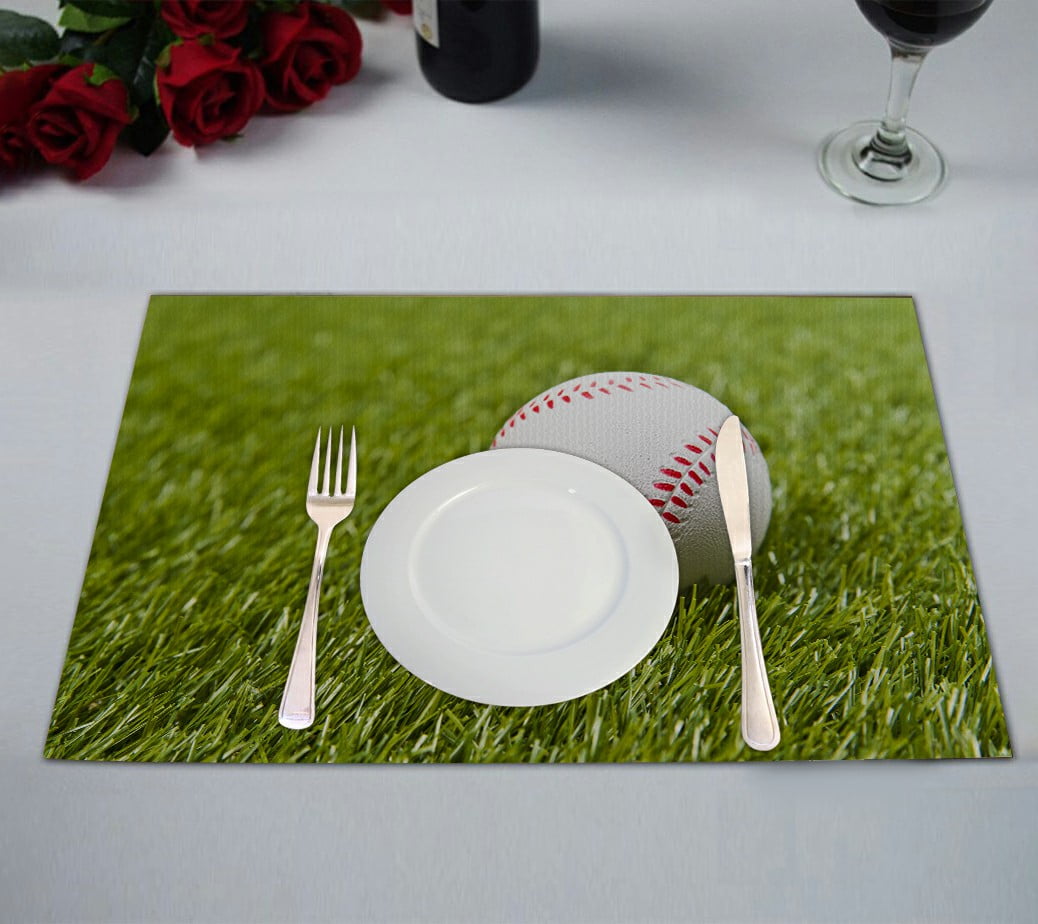 ABPHQTO Baseball On The Fake Green Grass Placemat 12x18 Inch,Set of 2