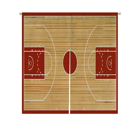 ABPHQTO Basketball Court Parquet Japanese Noren Curtain Doorway Door Window Treatment Curtains Cotton Linen Curtain 85x120 cm