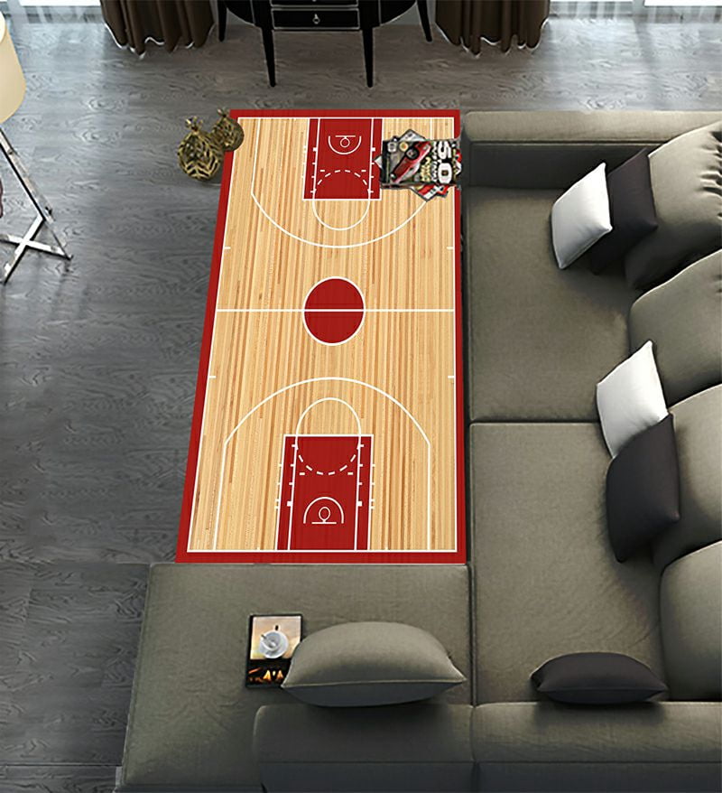 ABPHQTO Basketball Court Parquet Runner Rug 4 x 12ft Long Area Rug ...