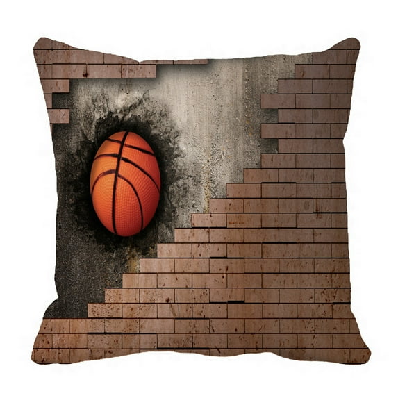 ABPHQTO Basketball Embedded In A Brick Wall Pillow Case Pillow Cover Pillow Protector Two Sides For Couch Bed 16x16 Inch