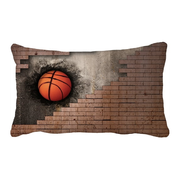 ABPHQTO Basketball Embedded In A Brick Wall Pillow Case Pillow Cover Pillow Protector Two Sides For Couch Bed 20x30 Inch