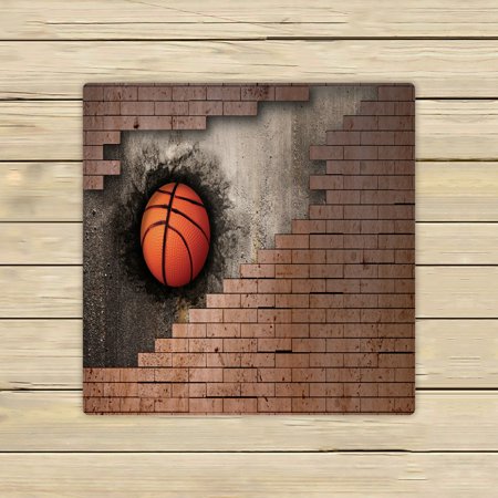 ABPHQTO Basketball Embedded In A Brick Wall Towels Beach Bath Pool Sprot Travel Hand Spa Towel 13x13 Inch