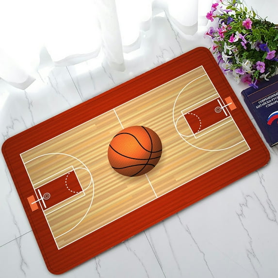 ABPHQTO Basketball Hardwood Court Floor Doormat Entrance Rug Area Rug Floor Mat Home Decor 30x18 Inch